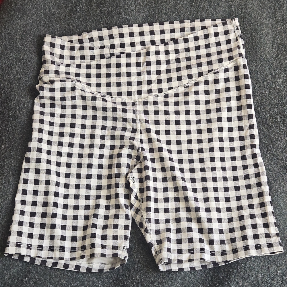 Old Navy Black and White Gingham Bike Shorts
